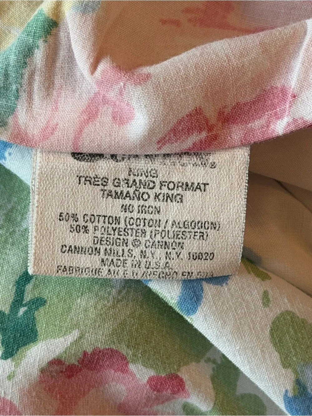 Vintage Cannon 80’s Cottagecore Floral Flat Sheet (Only) Sz-King | Pink
